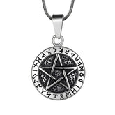Men Wiccan Pentagram Necklace Pendant 316L Stainless Steel - Necklaces - Aurora Tears